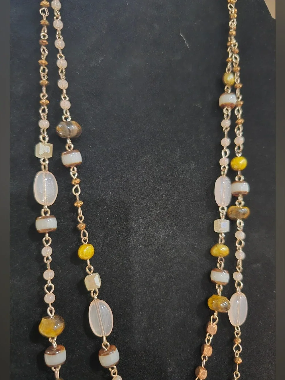 C. Est.1946 Multi-Strand Beaded Necklace in White & Gold